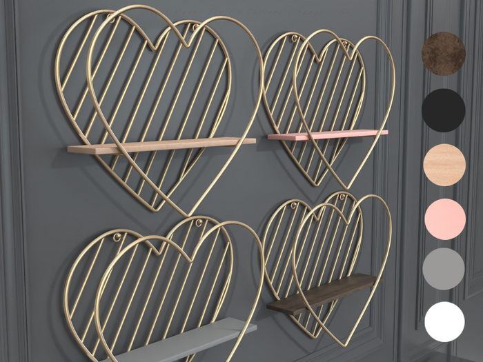 .:Abedul:. Metal Heart Shelf / Gold / Texture Change