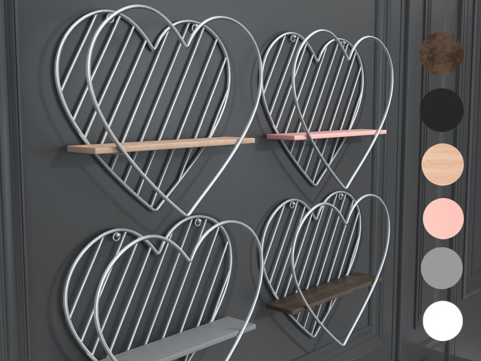 .:Abedul:. Metal Heart Shelf / Silver / Texture Change