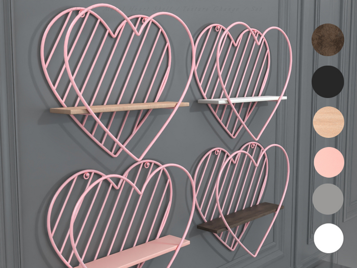 .:Abedul:. Metal Heart Shelf / Pink / Texture Change