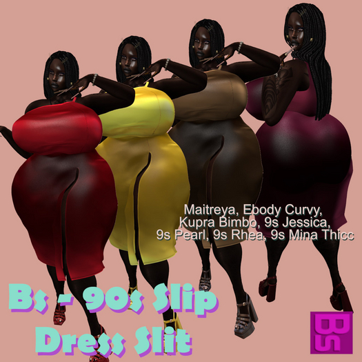 Bs - 90s Slit Dress Slit Ebody Curvy