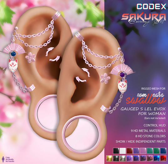 CODEX_SAKURA EARRINGS SET fo Swallow Gauged S