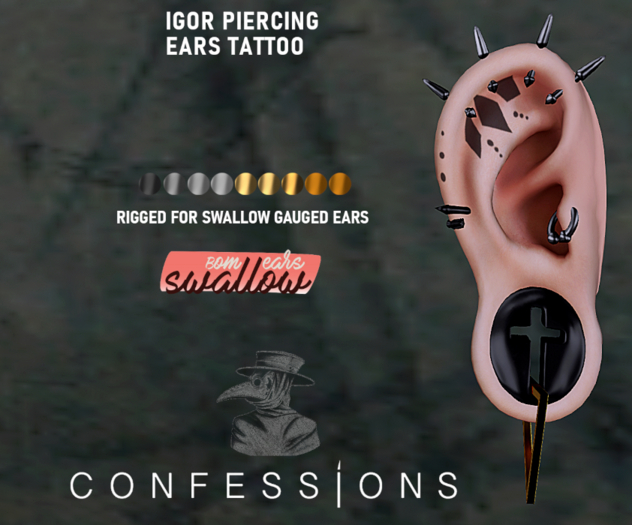 -C- Igor Piercing Set swallow Gauged ears rigged only 