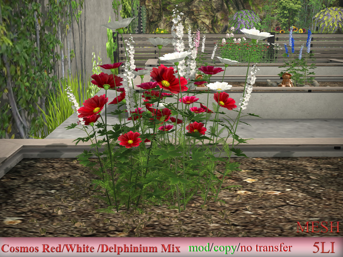 Cosmos Red/White /Delphinium Mix