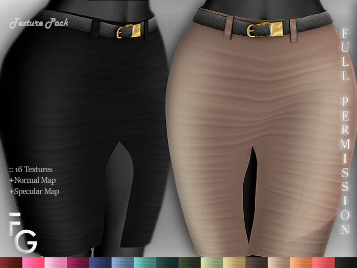 16 Textures Full Perm for Front Slit Skirt With Belt