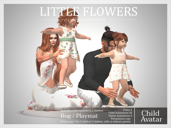 EV Little Flowers // Unicorn Playmat, Rug