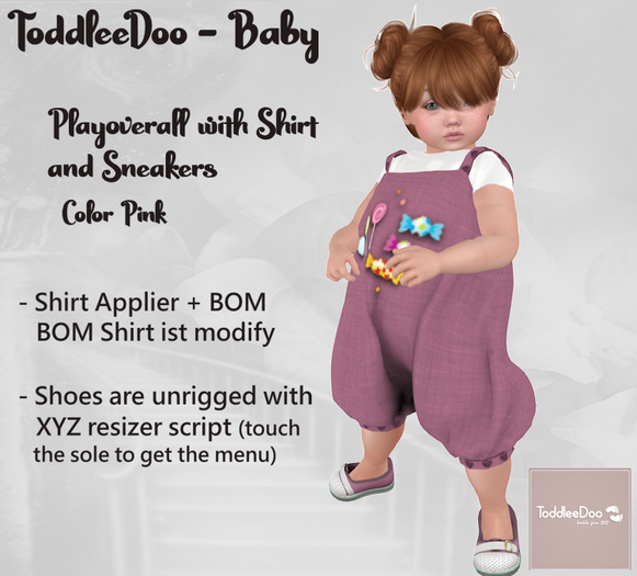  *LP* TODDLEEDOO Baby Playoverall "Candy" rose