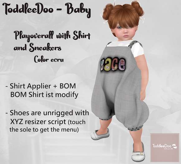 *LP* TODDLEEDOO Baby Playoverall "Peace" ecru