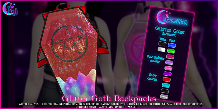 NeverWish - Glitter Goth Backpack - Red