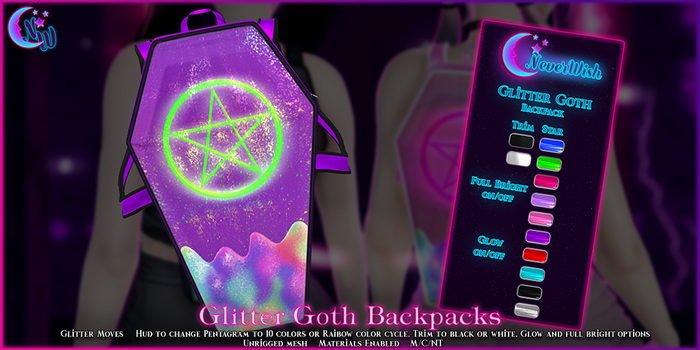 NeverWish - Glitter Goth Backpack - Purple