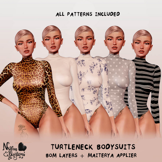 (NO) Turtleneck Bodysuits - 5 Patterns