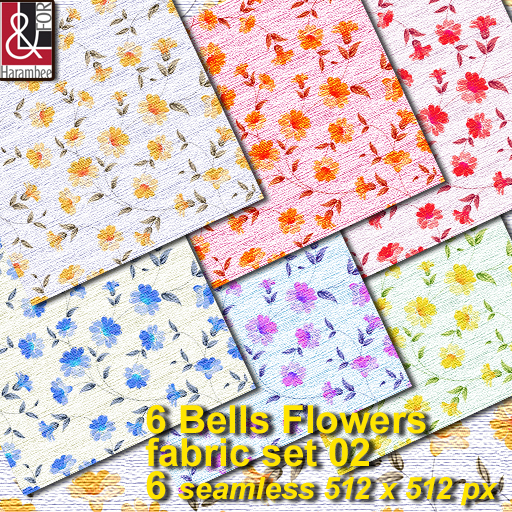 #02 set - 6 Bells Flowers fabric