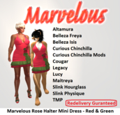 Marvelous Rose Halter Mini Dress - Red & Green