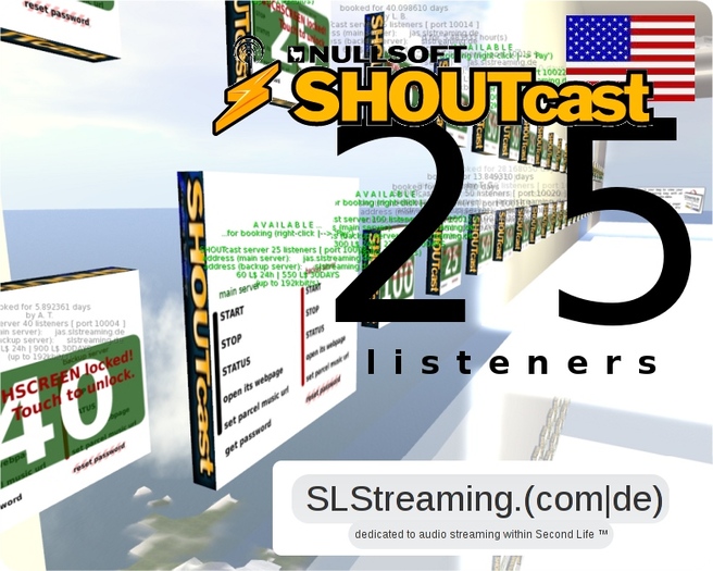 SHOUTcast server 25 listeners ONE MONTH 30 days US
