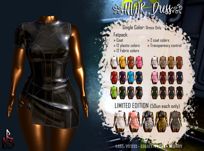//R3D// NIWR Dress - Plastic Black
