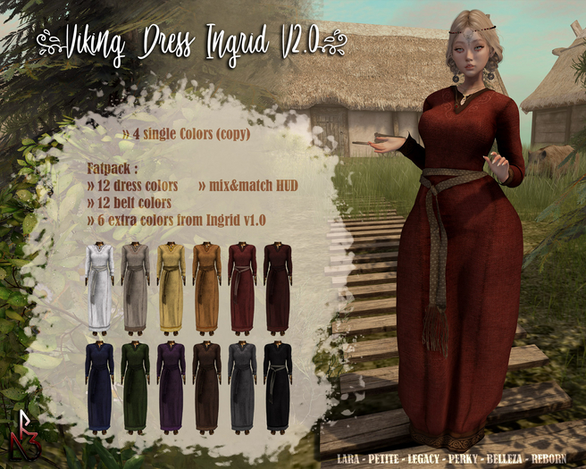 //R3D// Viking Dress Ingrid V2.0 - FATPACK