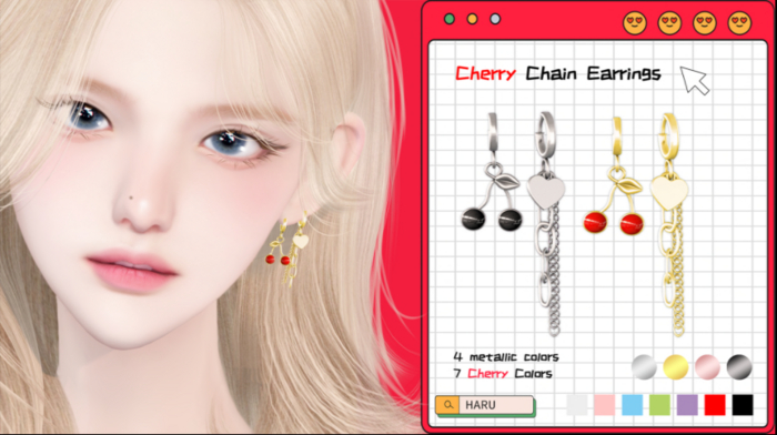 HARU_Cherry Chain Earrings(Touch)
