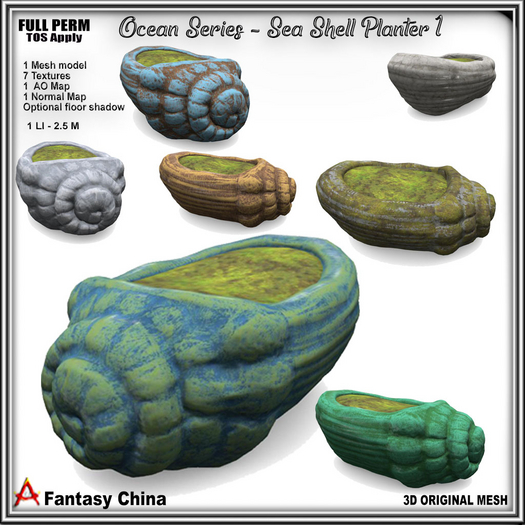 Full Perm Ocean Series - Sea Shell Planter 1 