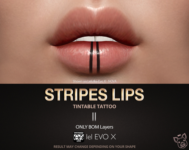 Mad' - Stripes Lips [BOM Tattoo]