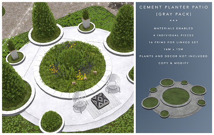 [F] Cement Planter Patio (Gray)