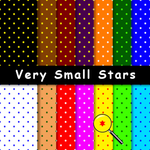 Very small stars yellow, white or green on 14 colors