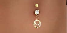 TM Gold Hoops and Diamonds Belly Ring - Touch to change metals