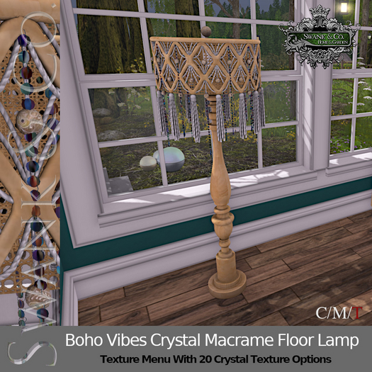 Swank & Co. Boho Vibes Crystal Macrame Floor Lamp 