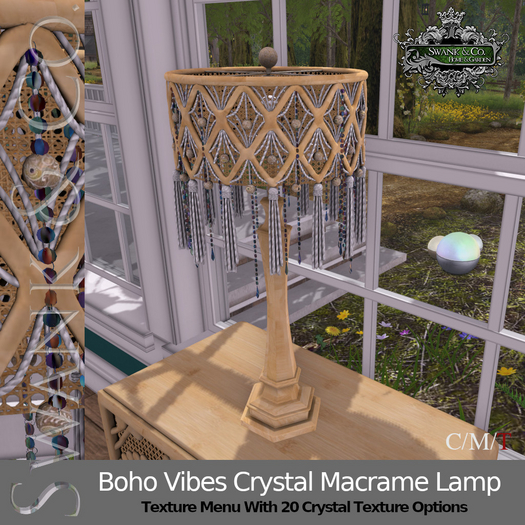 Swank & Co. Boho Vibes Crystal Macrame Lamp 