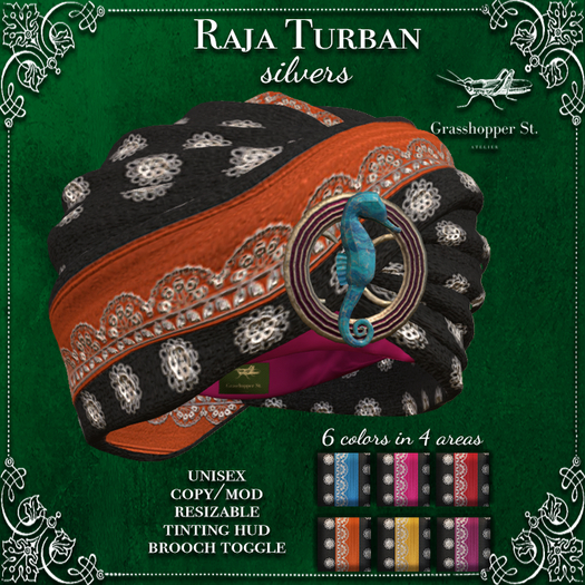 Grasshopper St Raja Turban Silvers