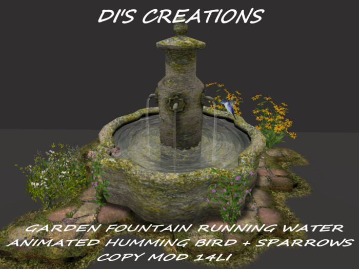 GARDEN FOUNTAIN RUNNING WATER HUMMING BIRD