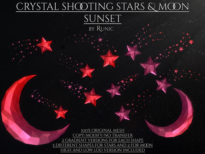 .: Runic :. Crystal Shooting Stars & Moon Sunset