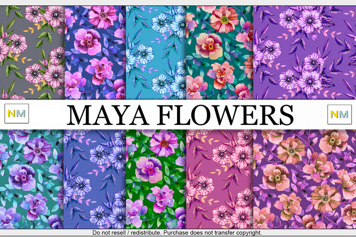 Maya Flowers 10 Seamless Floral Fabric Textures NM
