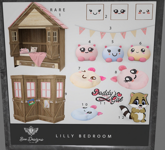 01 Bee Designs Lilly Bedroom RARE