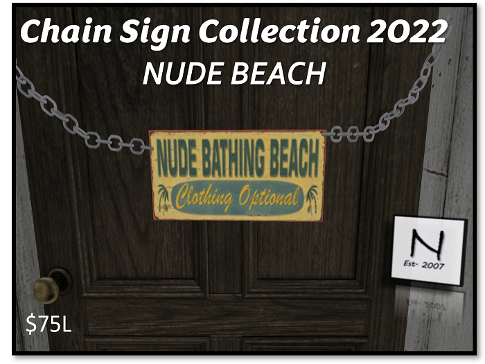 Chain Signage - Nude Bathing