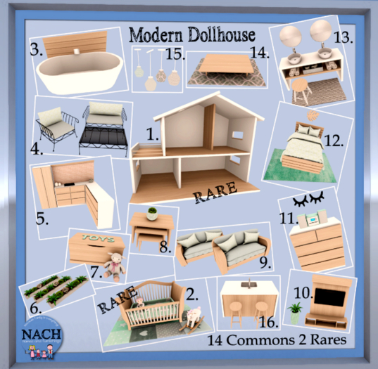 2. NACH Modern Dollhouse Crib RARE