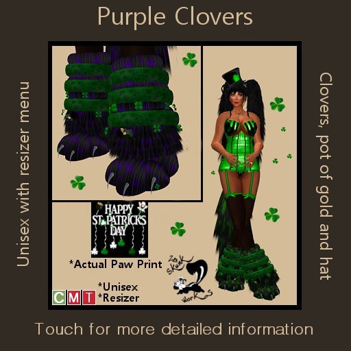 St. Patricks Day Paws - Purple