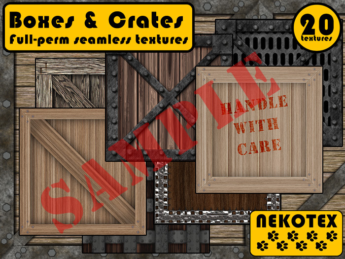 Boxes & Crates Textures - 20 Full Perm repeating textures of crates, boxes and strongboxes made from wood and metal