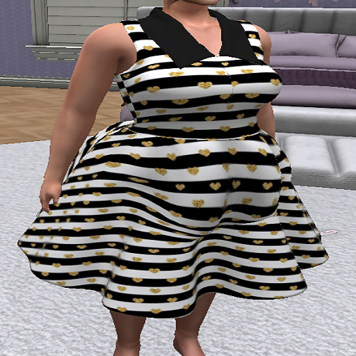 LoveMomma Black & white gold heart collar tank dress
