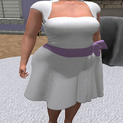LoveMomma white embossed dress with purple bow dress