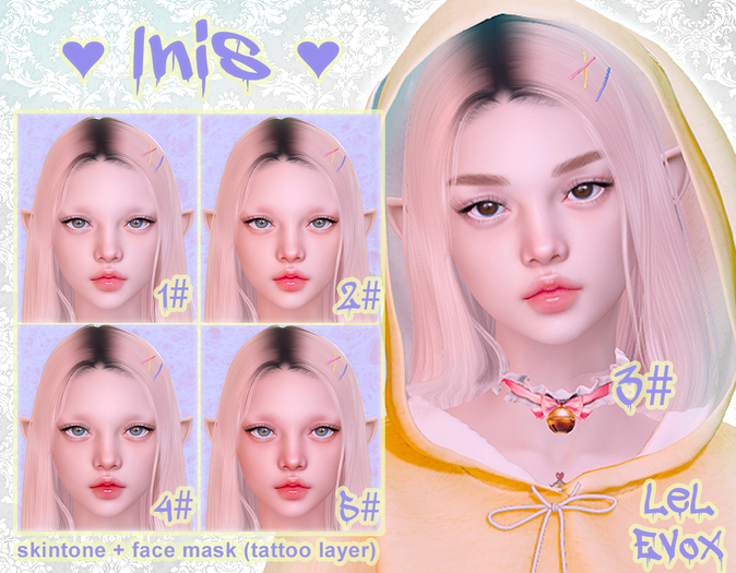 Inis Skin pale #4 (for Lelutka Evox Mesh Heads)