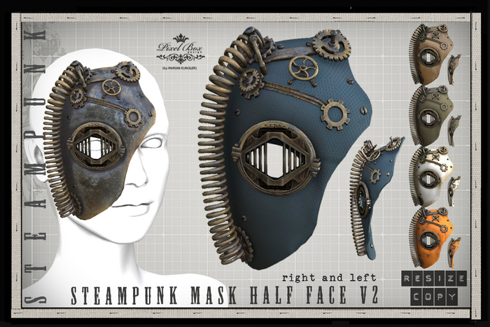 PIXEL BOX - Steampunk Mask Half Face v2