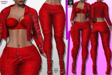 **ELLE GREEN RED ROCKER STYLE COMPLET OUTFIT** (WEAR)