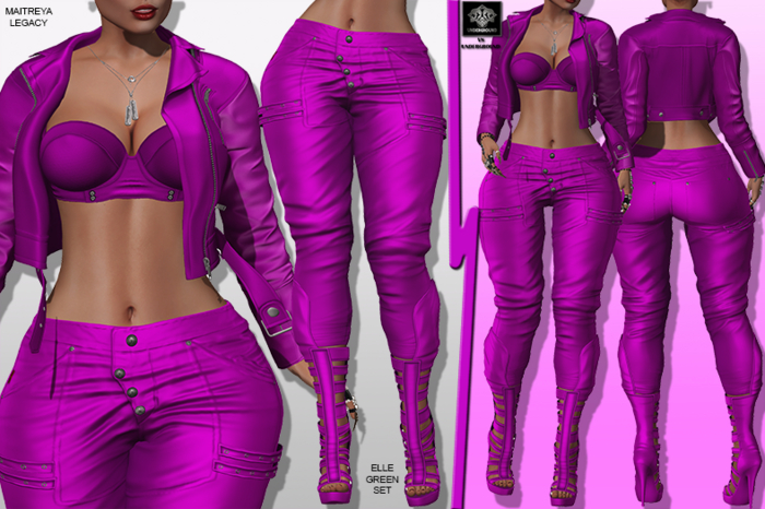 **ELLE GREEN PINK ROCKER STYLE COMPLET OUTFIT** (WEAR)