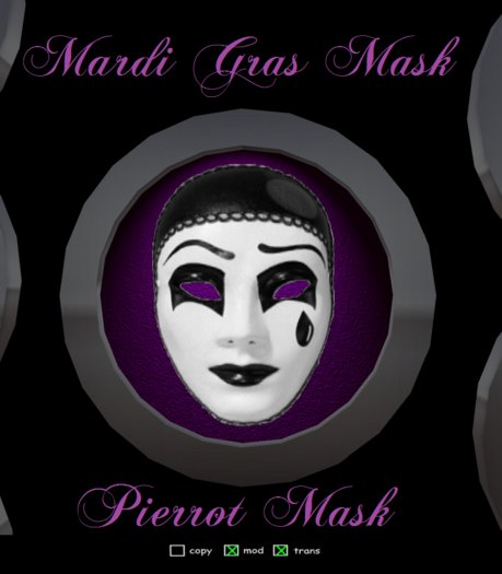 Mardi Gras Masquerade Ball Mask - Pierrot (Boxed)