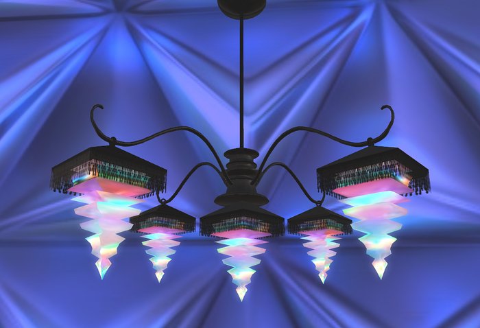 GOTHIC OPAL BEADED 5 GLASS LAMP / boxed