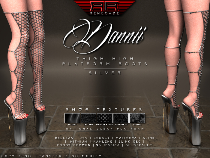 [Renegade] Dannii Thigh High Platform Boots - Silver