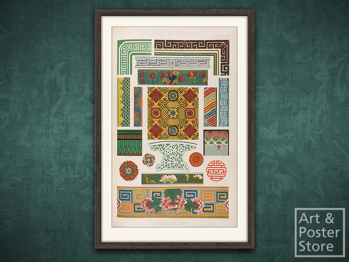 Grammar of Ornament - Chinese 03 | Mesh Frame with 6 texture options 