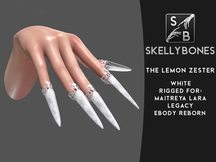 Skellybones -- The Lemon Zester - White claws for eBody Reborn, Maitreya Lara and Legacy