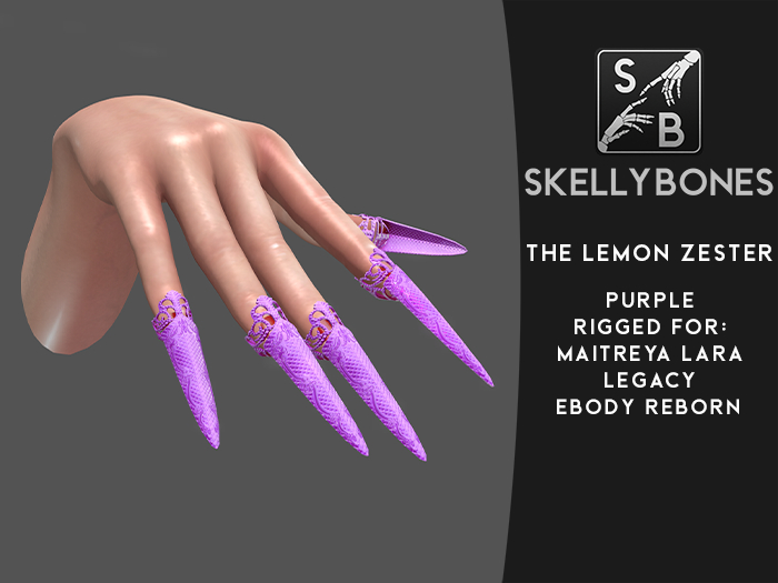 Skellybones -- The Lemon Zester - Purple claws for eBody Reborn, Maitreya Lara and Legacy