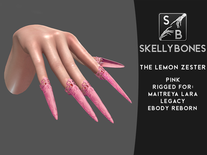 Skellybones -- The Lemon Zester - Pink claws for eBody Reborn, Maitreya Lara and Legacy