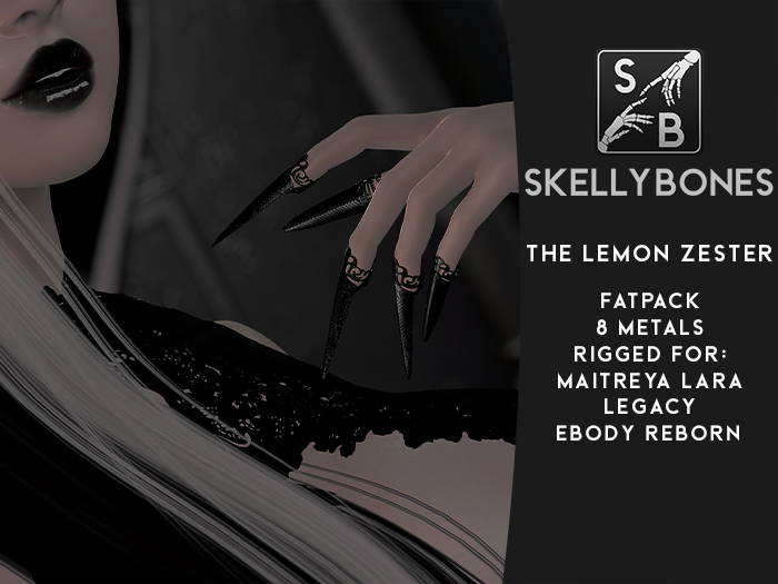 Skellybones -- The Lemon Zester - FATPACK claws for eBody Reborn, Maitreya Lara and Legacy